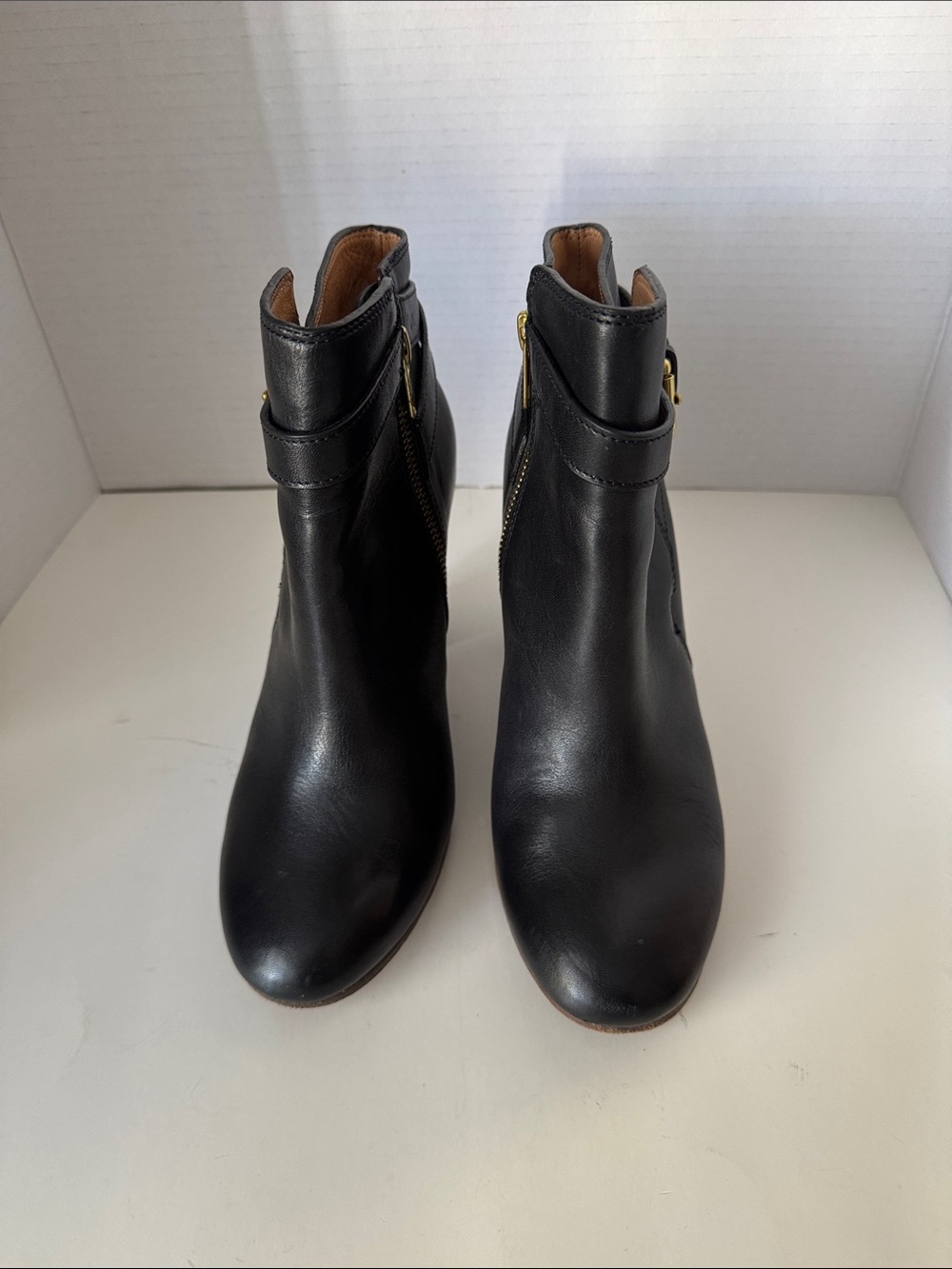 Coach Black Leather Ankle Boots - Classic Zip Detail